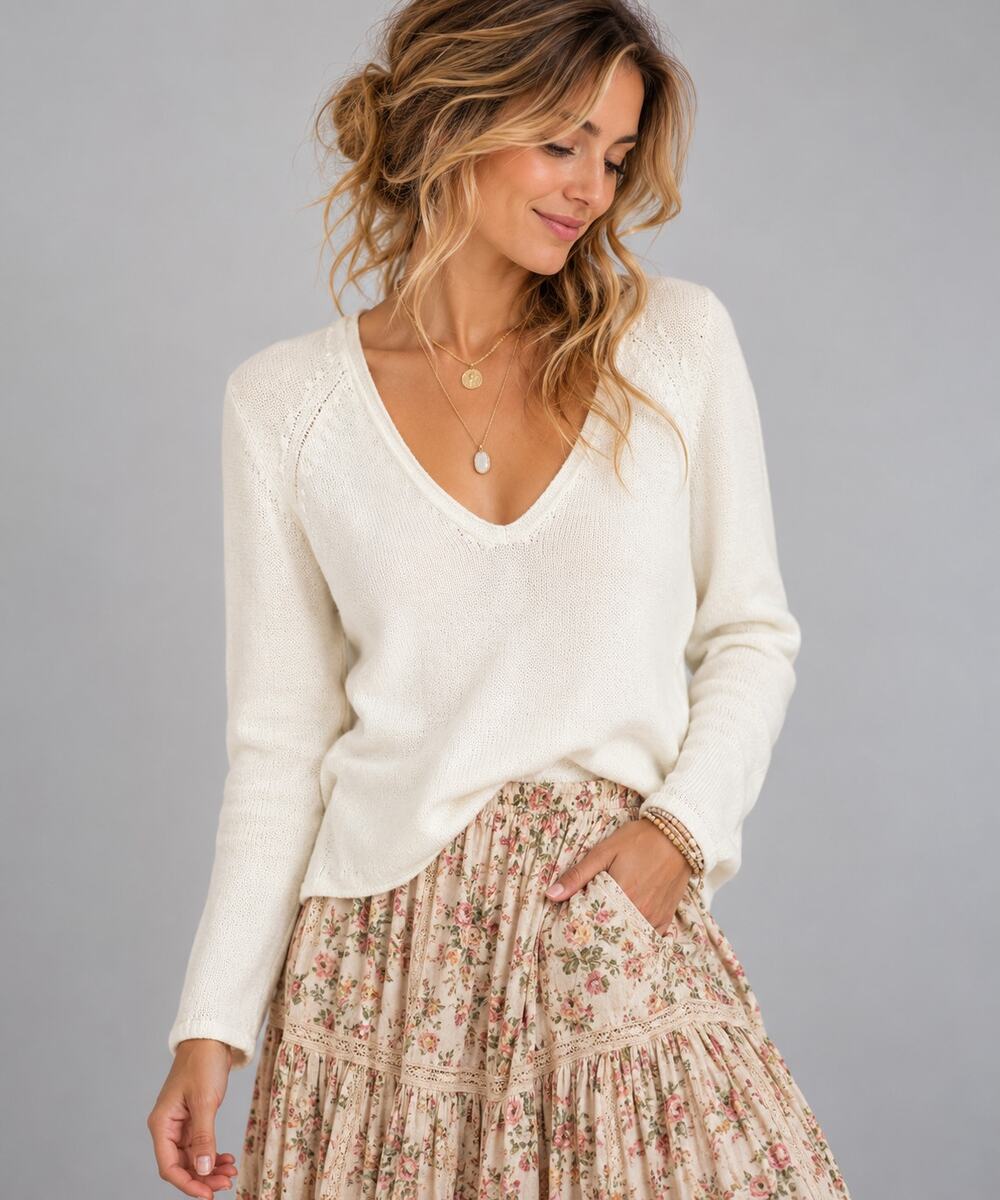 J.Crew Women's White Cotton V-Neck Sweater Size Small